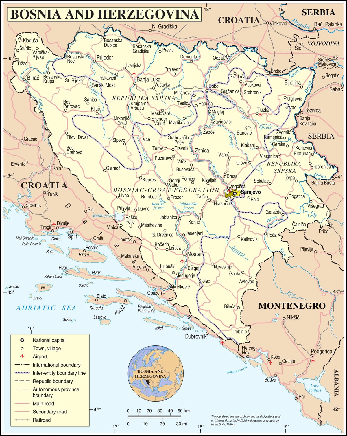 Карта Боснії турист