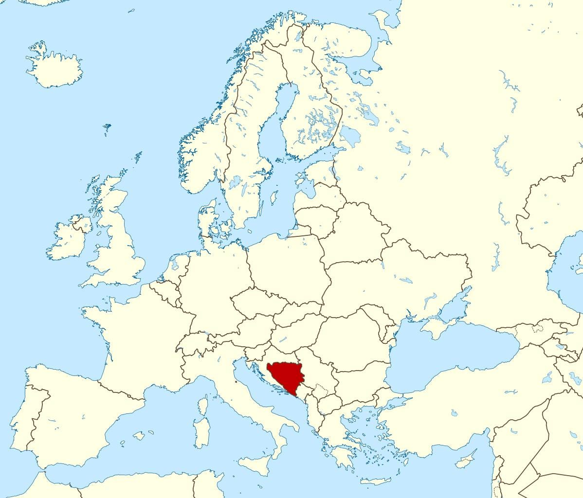 Карта Боснії розташування на світ