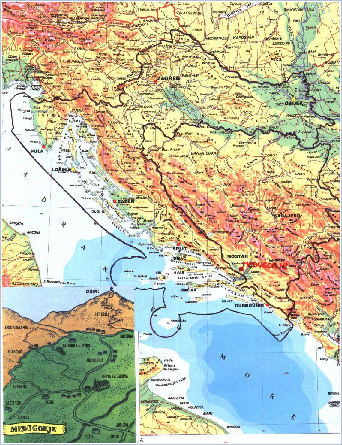 карта меджугор'є, Боснія і Герцеговина